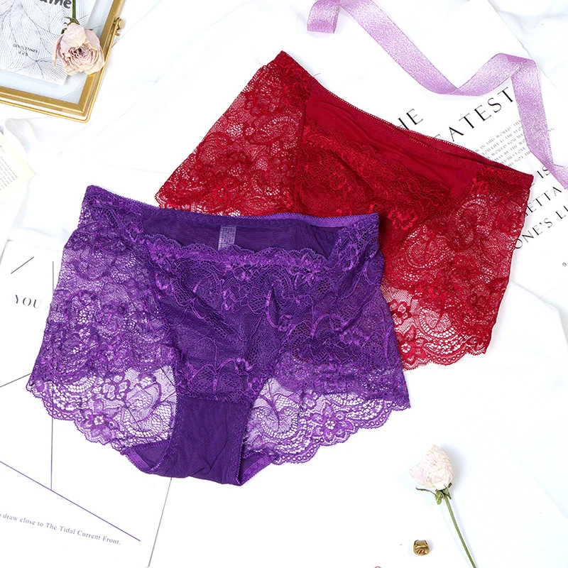 

3pcs Sexy Lace Panties For Women Underwear Fashion Panty Lingerie Breathable Hollow Out Briefs Low-Rise Panties Female Underwear