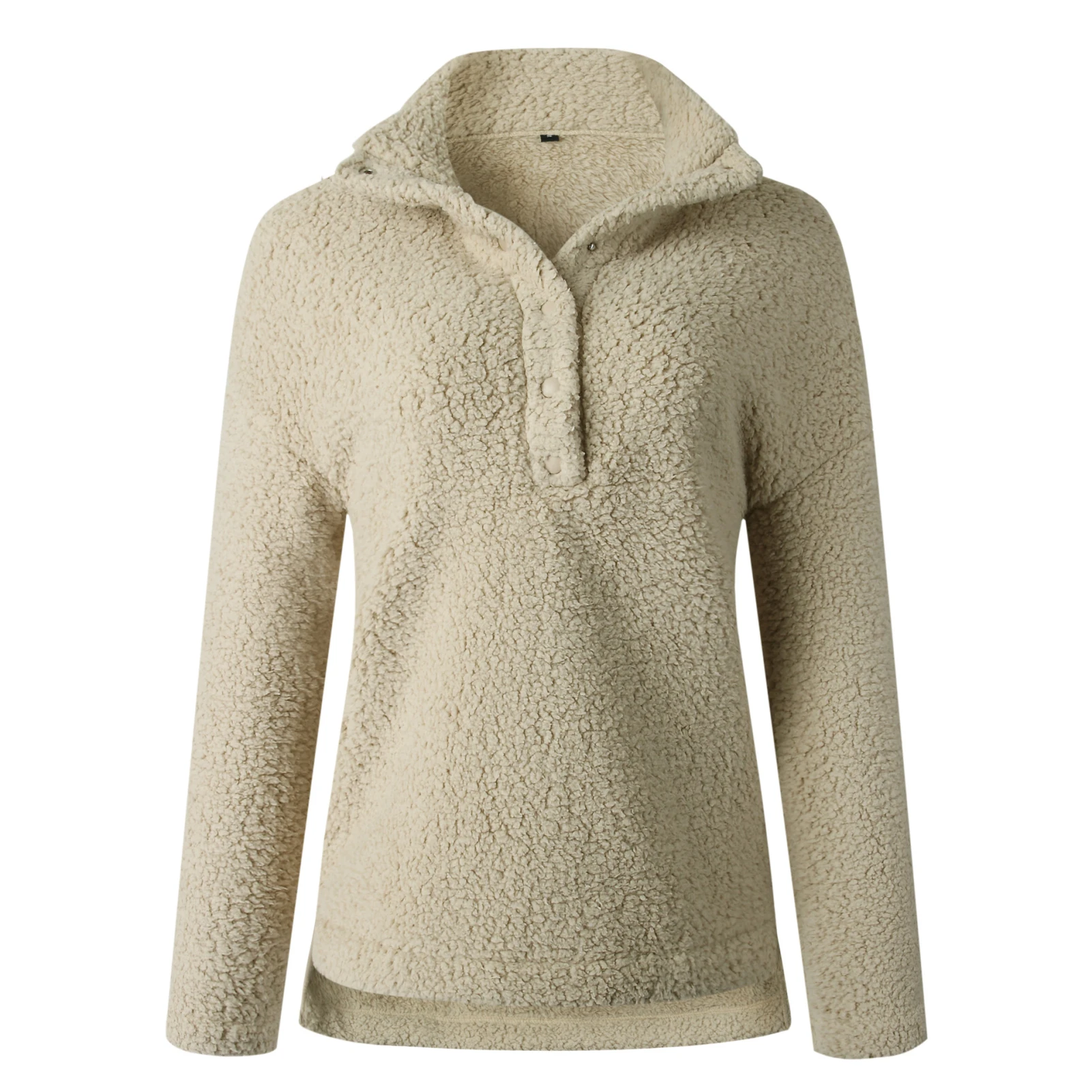 

Women Autumn Winter Buttons Stand Collar Long Sleeve Warm Sweatshirt Pullover