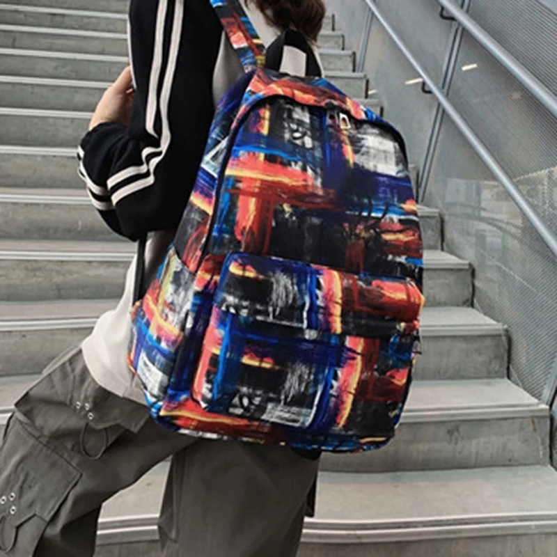 

Graffiti Printed Oxford Women's Backpack College Student Schoolbag Girls Casual Schoolbag