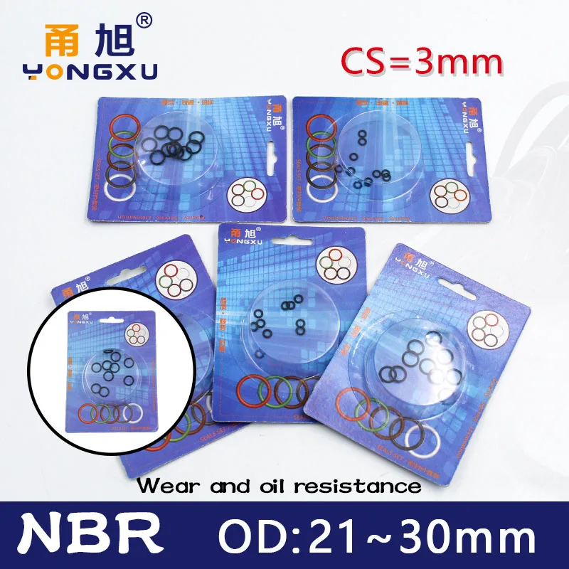 

Boxed nitrile rubber NBR seal O-ring thickness CS 3mm OD 21/22/23/24/25/26/27/28/29/30mm Gasket oring Waterproof oil resistance