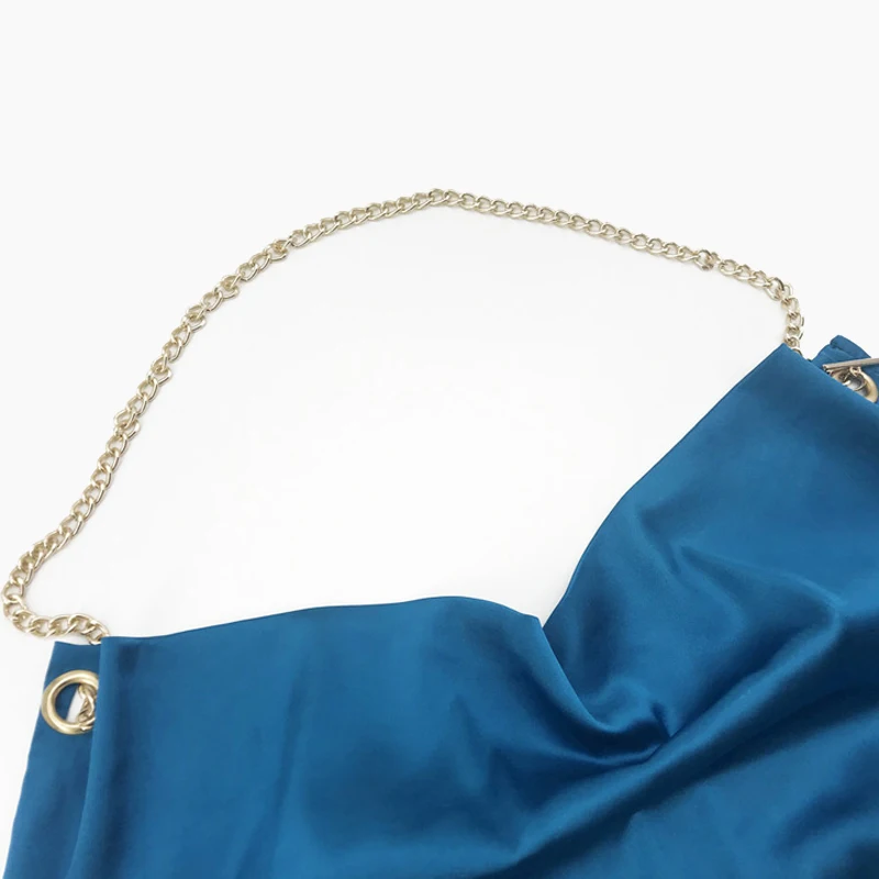 

Sexy Blouses Women Solid Satin Backless Camis Shirts Summer Chain Halter V Neck Ruched Tank Tops Ladies Sleeveless Camisole S-XL