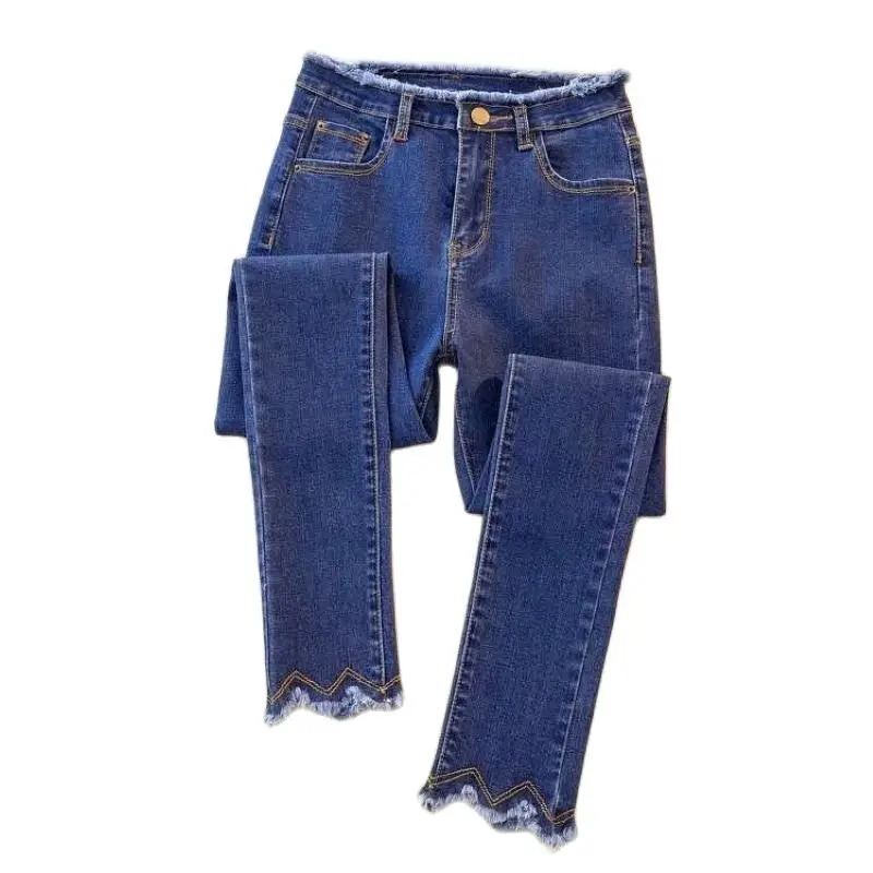 

Spring And Summer 2021 New Korean Blue Skinny Tight Students' Little Feet Wear Women's Nine Point Jeans Fashion D021