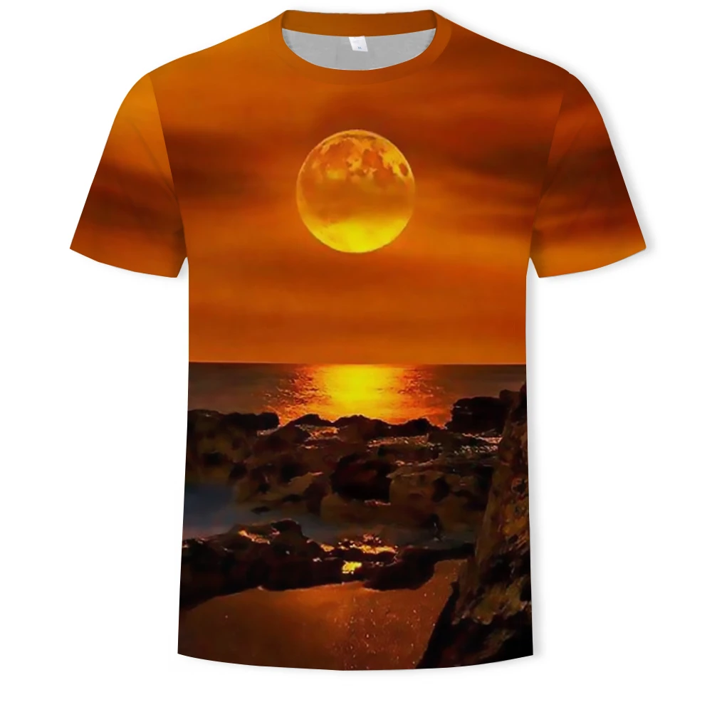 

Summer nature landscape 3D printing fashion men's and women's t-shirts soft texture casual men's clothing t shirt men Graphic