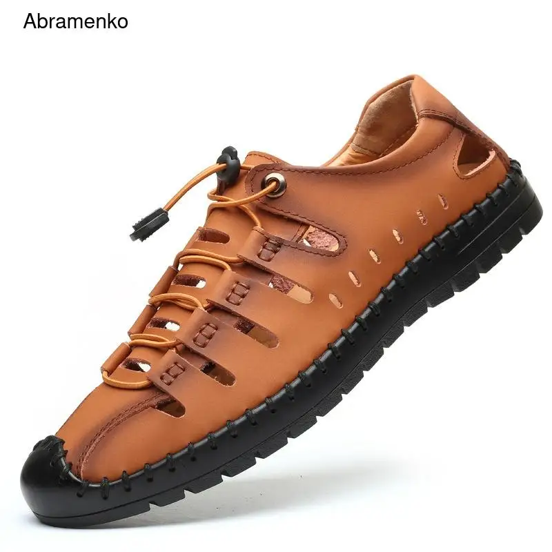 

Сандалии мужские из натуральной кожи, босоножки, модные тапочки, летняя обувь, большие размеры 38-44