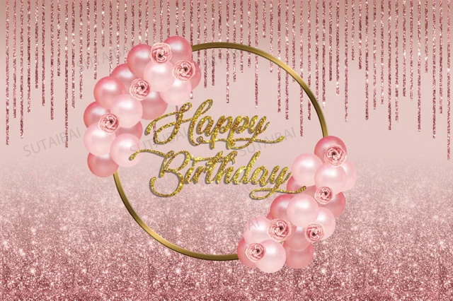 Birthday Party Photo Backdrop Pink Red Balloons Glitters Star Dot Pendant Stage Customized Poster Baby Portrait Photo Background
