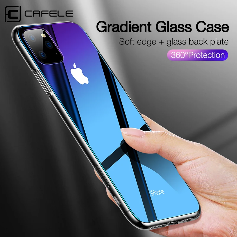 Градиентный стеклянный чехол Cafele для телефона iPhone 11 pro MAX из закаленного стекла и