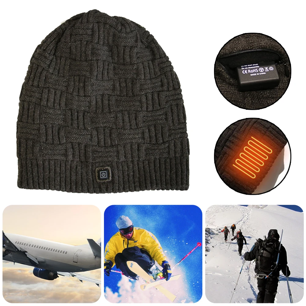 

Heated Hat Rechargeable 3-Mode Adjustable Winter Warm Heated Hat Knitting Beanie Cap for Men Women Outdoor Activity Accessories