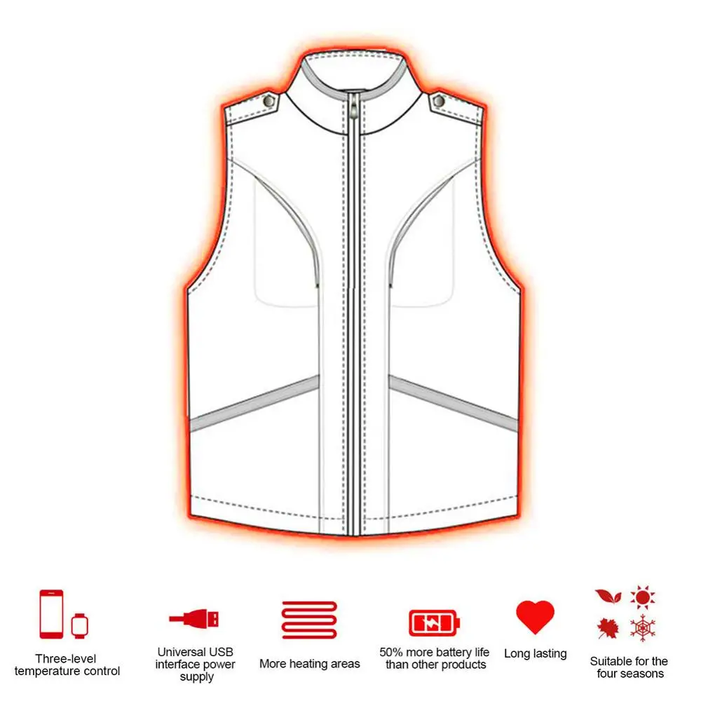 

Men Autumn Winter Hooded Vest Electric Heating Jacket Waistcoat Cycling Hiking S-4XL Outdoor USB Infrared Heating Vest Jacket