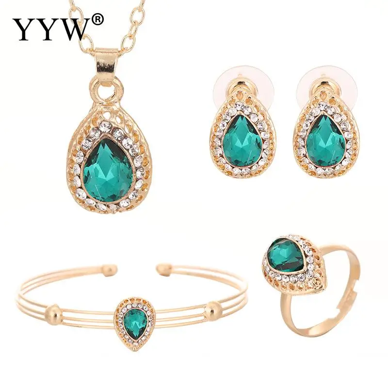 Роскошные женские Ювелирные наборы серьги-гвоздики манжета браслет палец кольцо