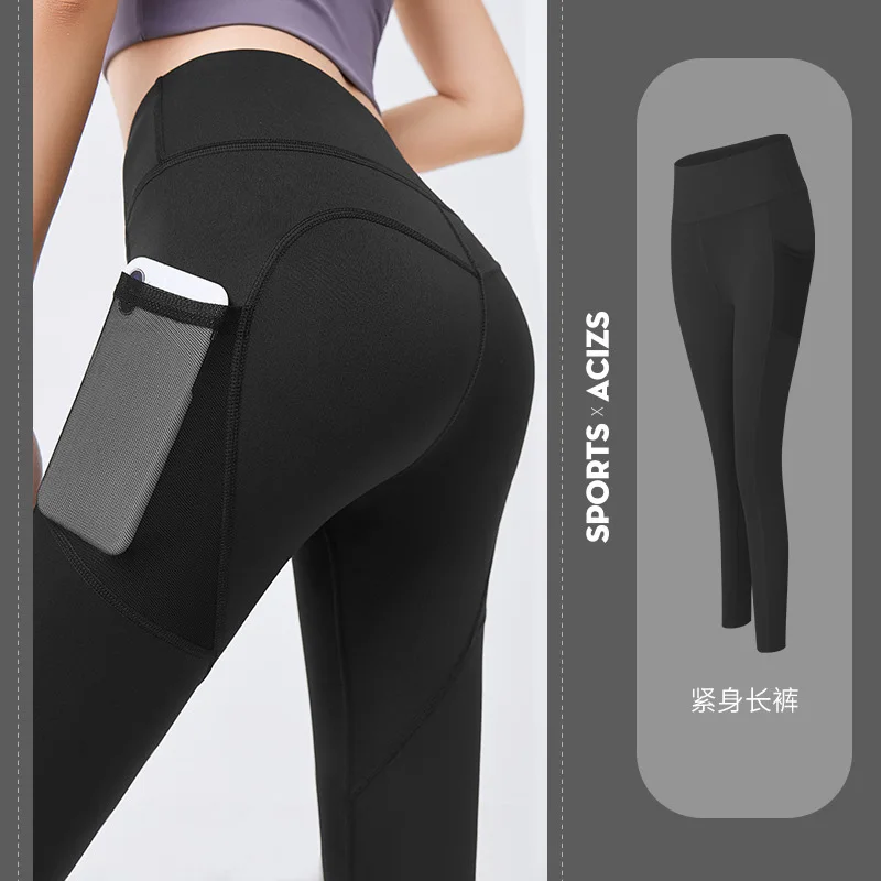 

Women Yoga Leggings Seamless High Waist With Pockets Workout Breathable workout leggingsFitness Clothing Pants Female Trousers