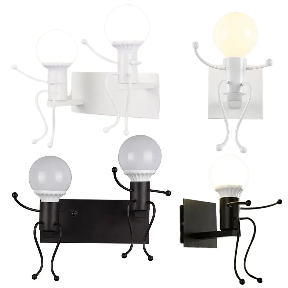 

Creative Cartoon Robot LED Wall Lamps Base Bedside Lamp Night Lights Home Decor for Kid Adult Living Room Stair Lighting