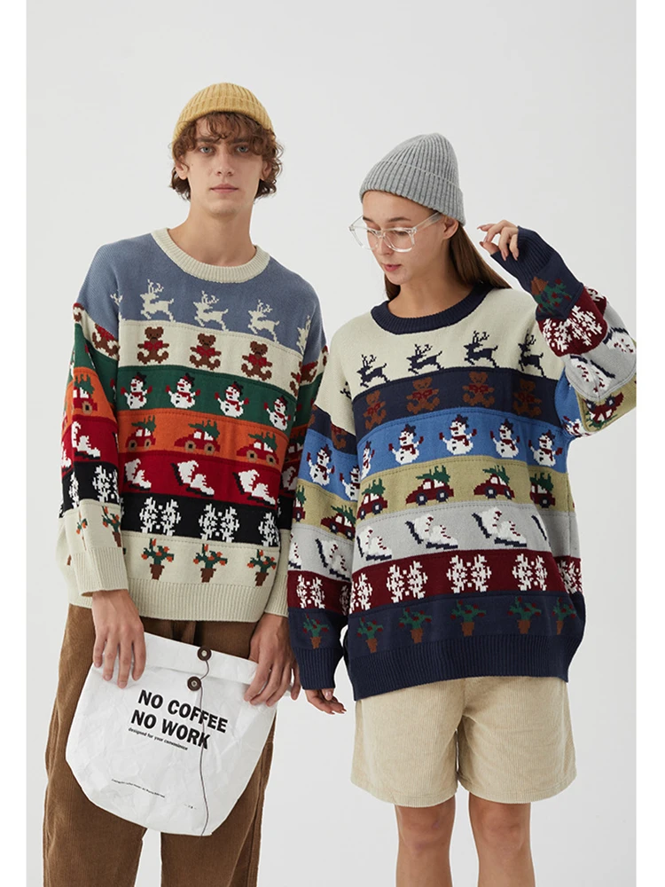 

Dropshipping Ugly Christmas Elk Snowman Xmas Santa Jumpers Sweaters Harajuku Couples Knit Pullover Fashion Crewneck Sweater Tops