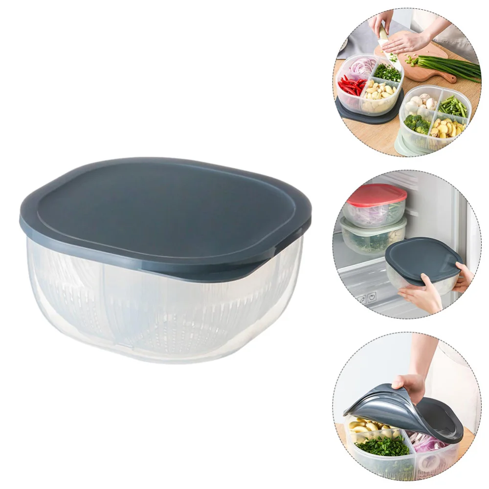 

1 Pc Chopped Green Onion Storage Box Partition Vegetable Fridge Drain Sealing Box (Blue)