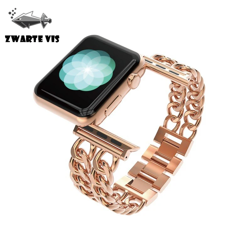 Браслет из нержавеющей стали розового золота, модный ремешок для Apple Watch, 42 мм, Роскошные ремешки для часов, браслеты для iWatch серии 38 мм