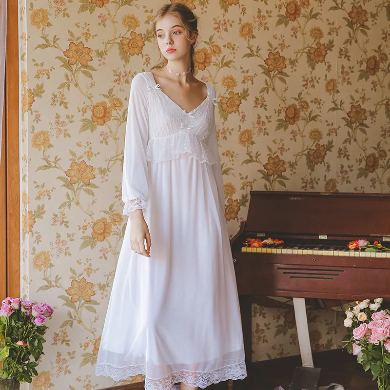 Новинка 2019 ночная рубашка в дворцовом стиле для женщин большие размеры длинная