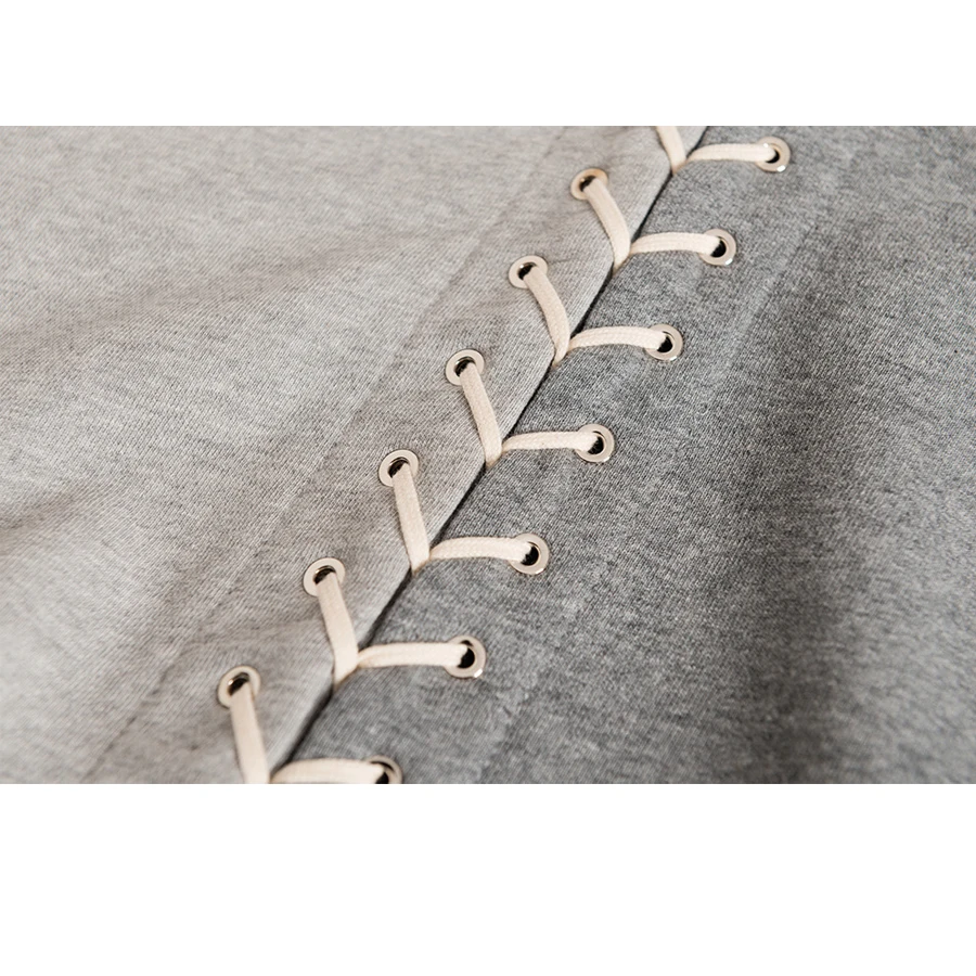 

21 women spring clothes fashion contrast color ties hoodies splicing long sleeve hollow out women sweaters tops