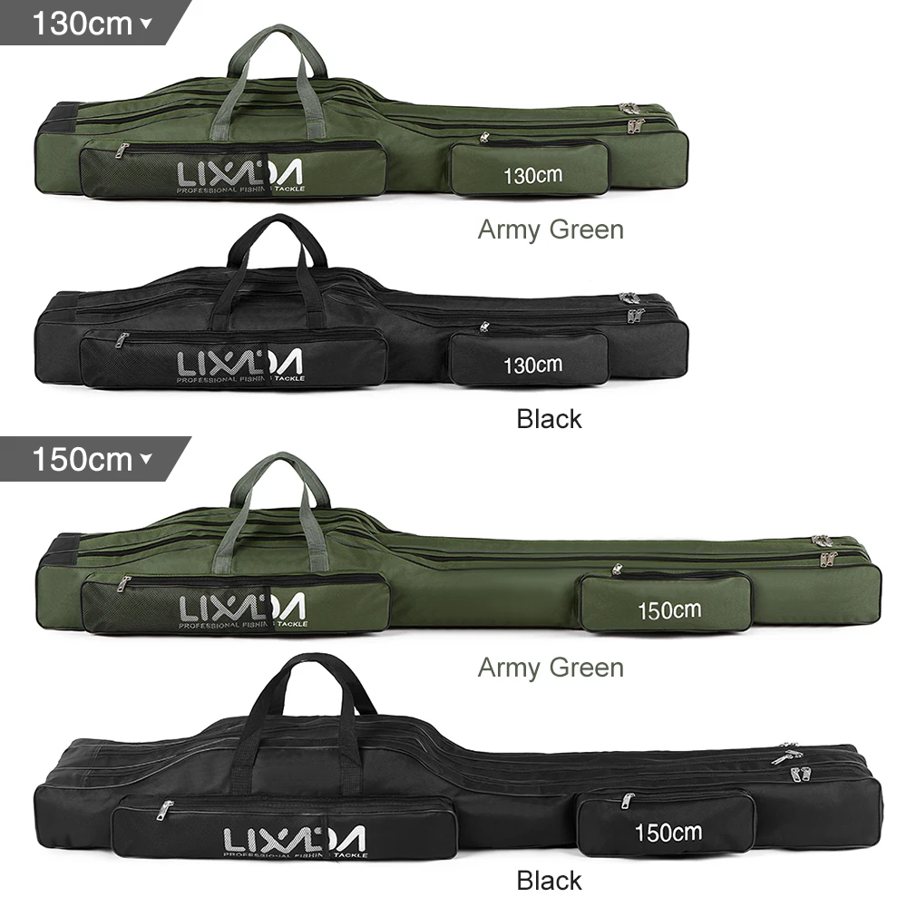 

Lixada 130cm/150cm Three Layers Fishing Bag Portable Folding Fishing Rod Reel Tackle Tool Carry Case Carrier Travel Bag