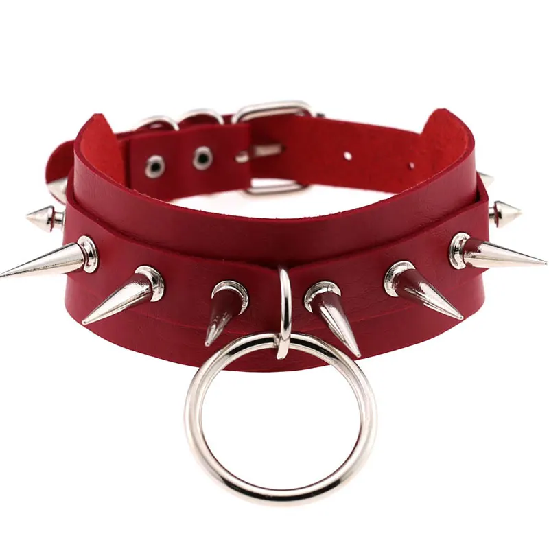 InsGoth сексуальное готическое ожерелье металлическое большое Круглый панк кожа