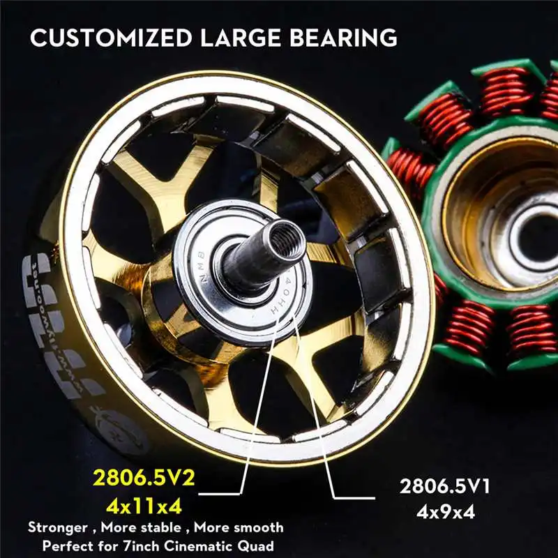 

Flywoo NIN 2806.5 V2 1350KV 6S / 1750KV 4S Unibell Brushless Cinematic Motor for HD Freestyle Long Range RC Drone DIY Accs