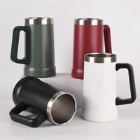 24oz 710ml double wall stainless steel vacuum stay chill adventure big grip beer caneca cup stein travel beer mug with handle