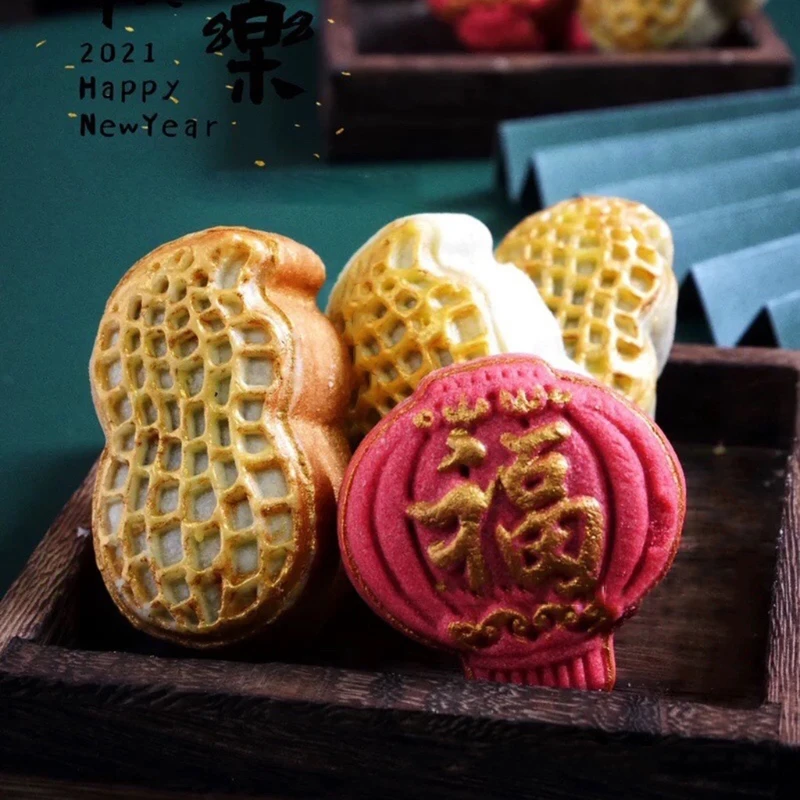 

Plastic Mooncake Mold 50g Peanut Leaf Stamp Biscuit Cookie Cutter Mould DIY Fondant Baking Tool Mid-Autumn Festival