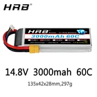 Аккумулятор HRB Lipo 14,8 V 3000mah 4S 60C XT60 EC5 XT90 XT90-S AS150 Deans T Plug Female RC Quadcopter Airplanes FPV Drone Car Parts