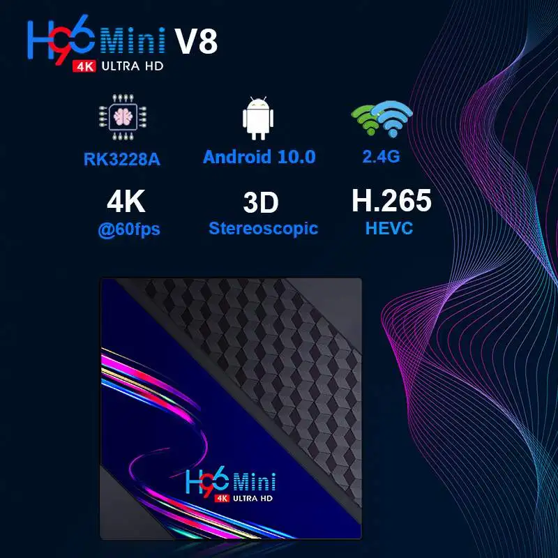 ТВ приставка H96 Mini V8 RK3228A для TK TV версии Android 10 0 2 ГБ + 16 Гб/1 Гб 8 4 GWIFI 4K HD VP9