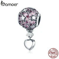 bamoer authentic 925 sterling silver romantic love balloon hot air pendant charm fit charm bracelet necklace jewelry gift scc517