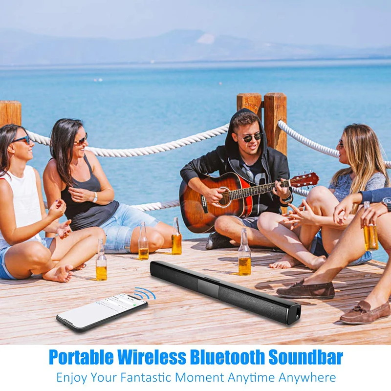 

Wired and Wireless TV Soundbar 20W, Bluetooth Sound Bar TV Speaker, Subwoofer for TV, PC, Smartphone, Tablet, Remote Control