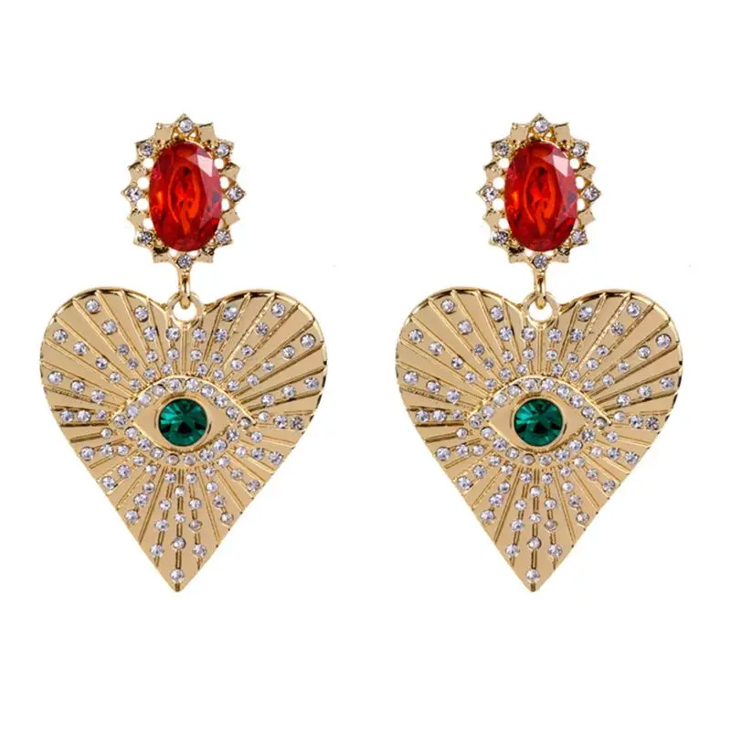 

Heart Shape Earrings for Women Girls Full Rhinestone Eye Design High Quality Ear Stud Earring Jewelry Gift X7XB