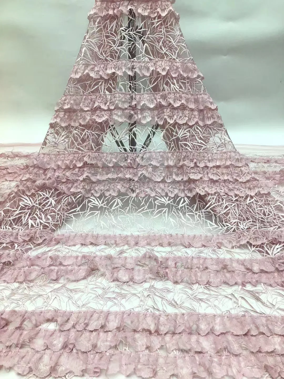 

Africa 3d Lace Fabric 2021 High Quality Lace Nigeria Tulle Lace Fabric Bridal French Mesh Lace Fabric D42241