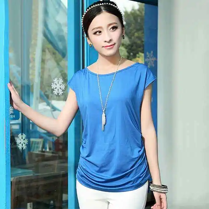 

T-shirt Women 2019 New Women White T Shirt summer Cotton blue T shirt