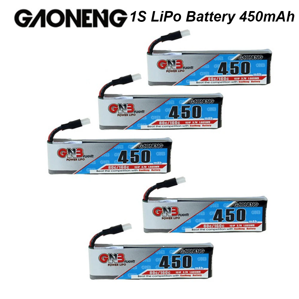 Аккумуляторная батарея Gaoneng 3,7 V 3,8 V 450mAh 1S 80C 160C Lipo с белой вилкой для RC FPV Racing Cine Whoop BetaFPV Drone