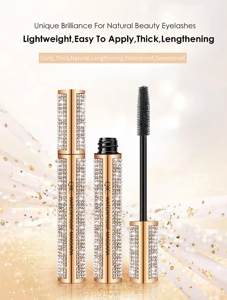 QIC Diamond Mascara Star Waterproof Rimel 4D Mascara For Eyelash Extension Black Thick Lengthening Eye Lashes Cosmetics