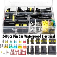240pcs waterproof male female electrical connectors plug 1 6pins sets with crimping pliers way with wire for car motorcycle