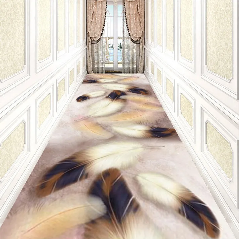 

Reese Endless Concise Feathers Lobby Carpet Living Room Bedroom Porch Anti Slip Area Rug Hallway Corridor Aisle Restaurant Decor