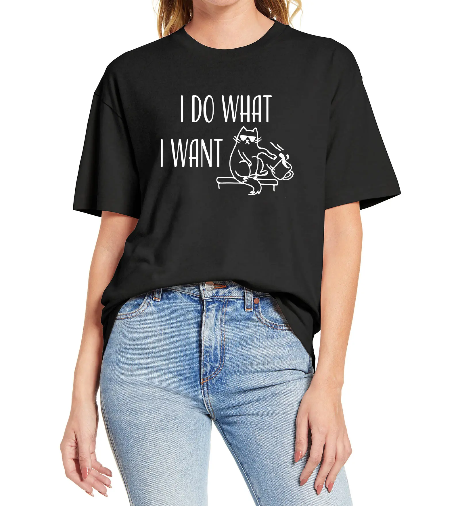 

Funny Cat I Do What I Want Cat Lovers Unisex T-Shirt Women's T Shirt Streetwear Graphics Tops Couple Casual T-shirt Eu Size