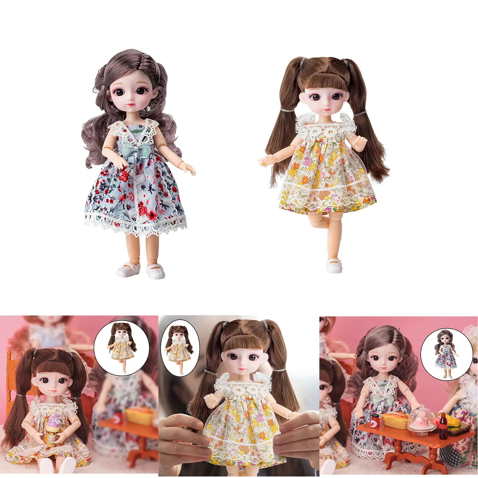 

13 гибких шарнирных кукол 20 см 1/8 BJD, 3D имитация, полный комплект игрушек для девочек