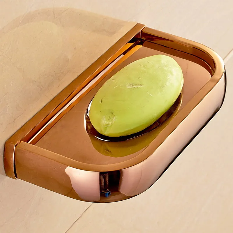 Soap Dish Holder Розовое золото, латунные Квадратные аксессуары для ванной комнаты, вешалка для полотенец, держатель для туалетной бумаги, держатель для зубной щетки, аксессуары для ванной комнаты Kxz010 - Цвет: Soap Dish Holder