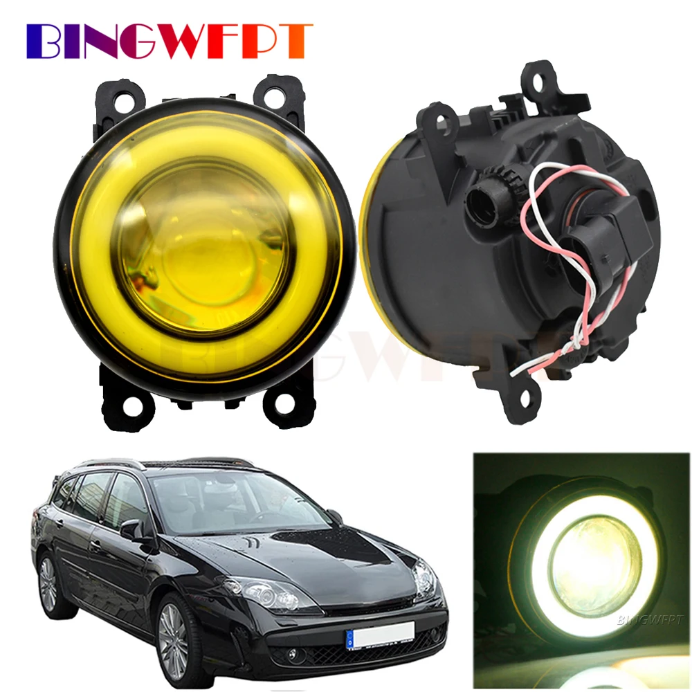 

2X Car Angel Eye Fog Light Assembly LED Lens DRL Fog Daytime Running Lamp For Renault Laguna 3 III Grandtour 2007-2012