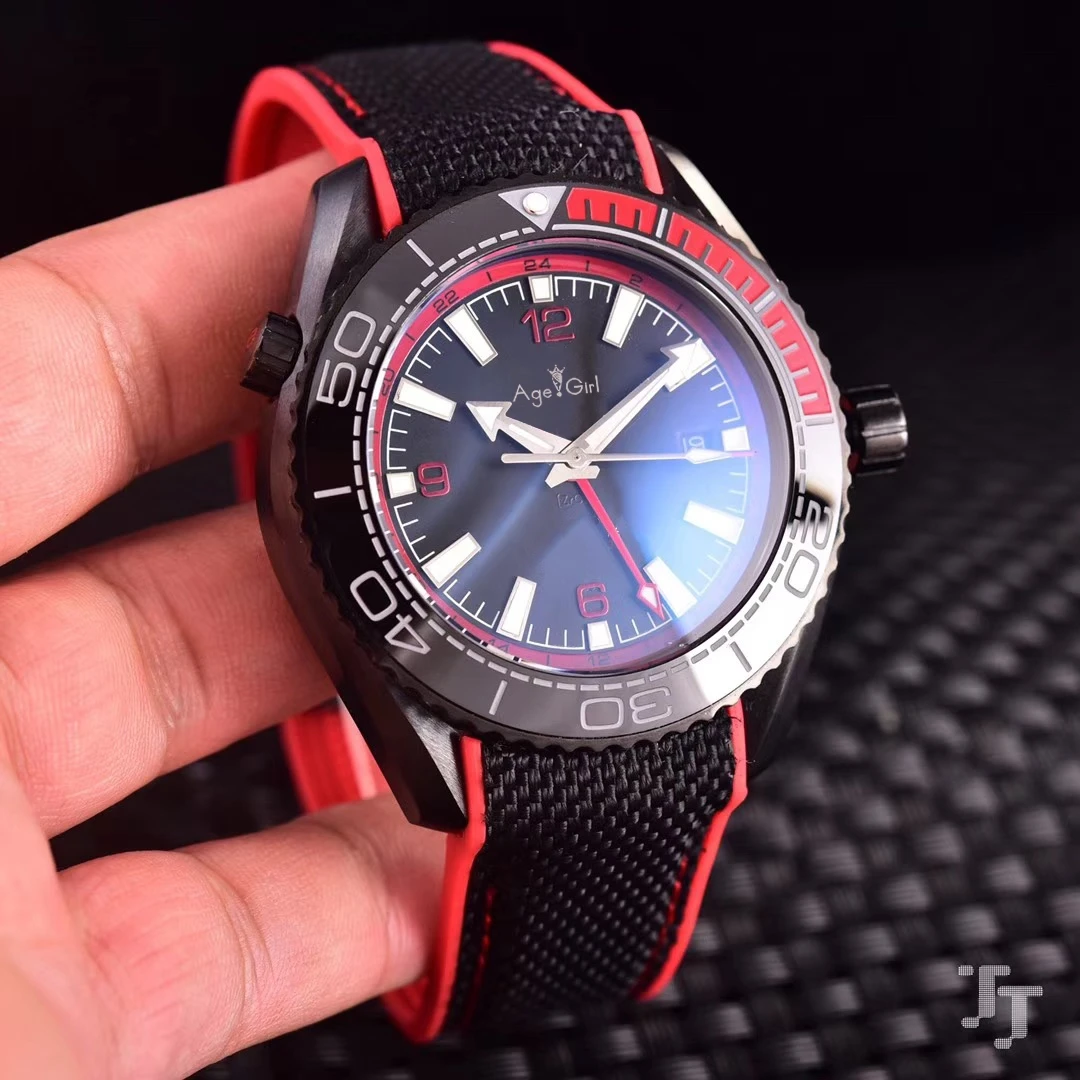 

Luxury New Men Automatic Mechanical GMT Red Blue Black Ceramic Stainless Steel Sapphire Canvas Rubber Sport Watch Limited