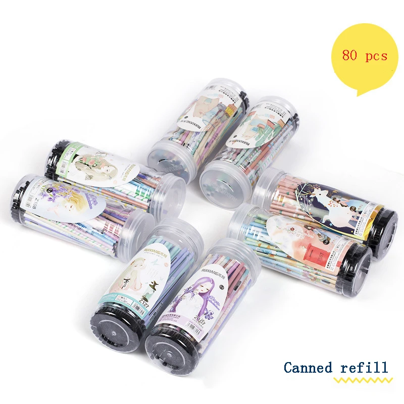 80 шт/партия консервы нейтральный чернил нейтральные со сменным стержнем гелевая