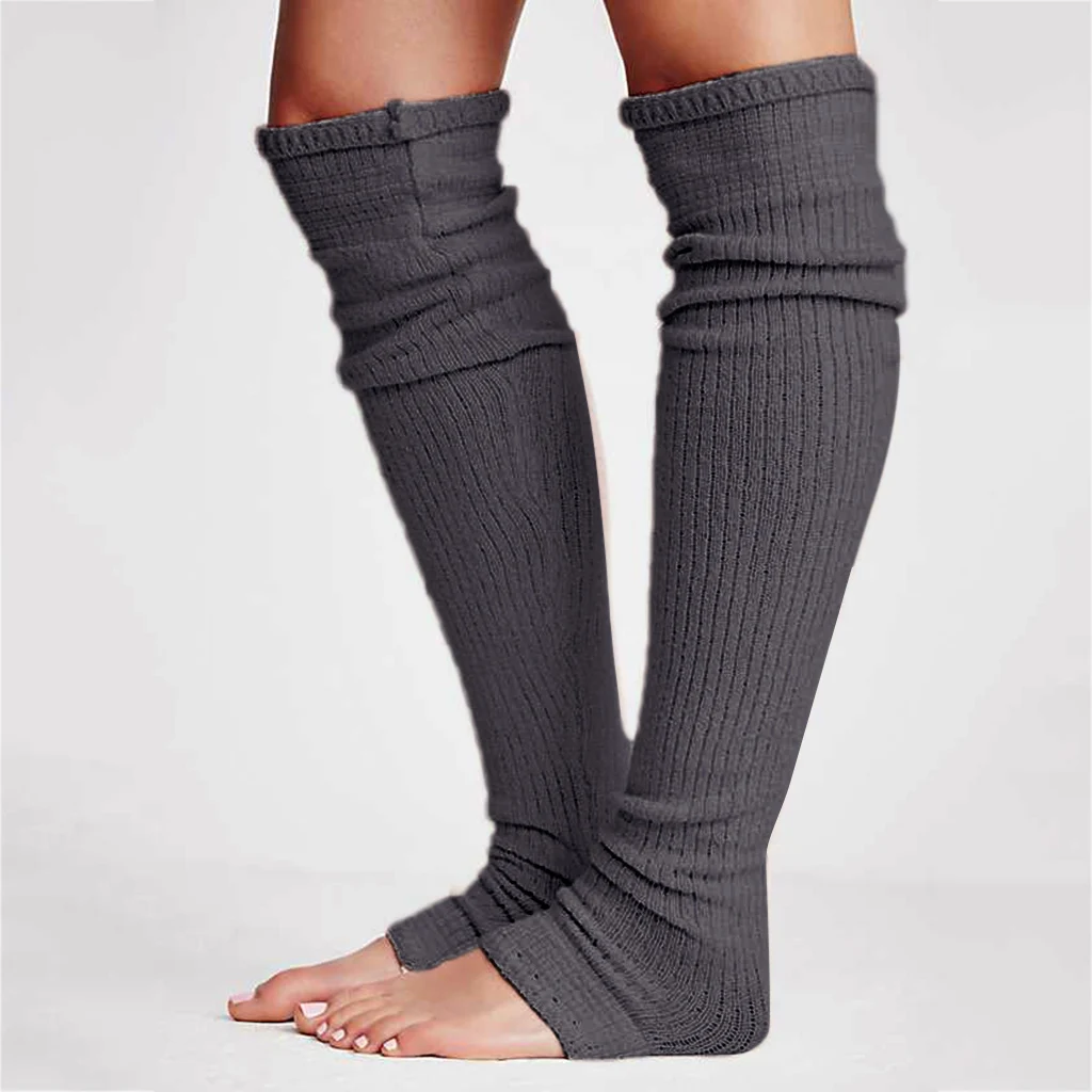 

Women Knitted Leg Warmers, Autumn and Winter Solid Color Footless Knee High Boot Socks
