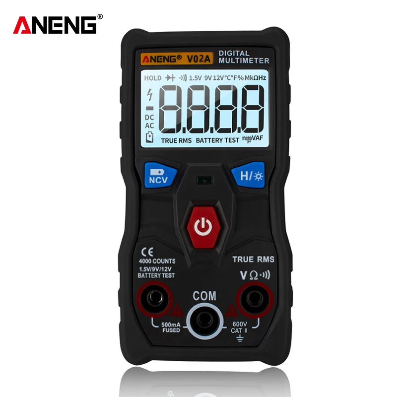 ANENG V02A LCD Цифровой мультиметр 4000 отсчетов NCV True RMS напряжение конденсатор Reistor ESR