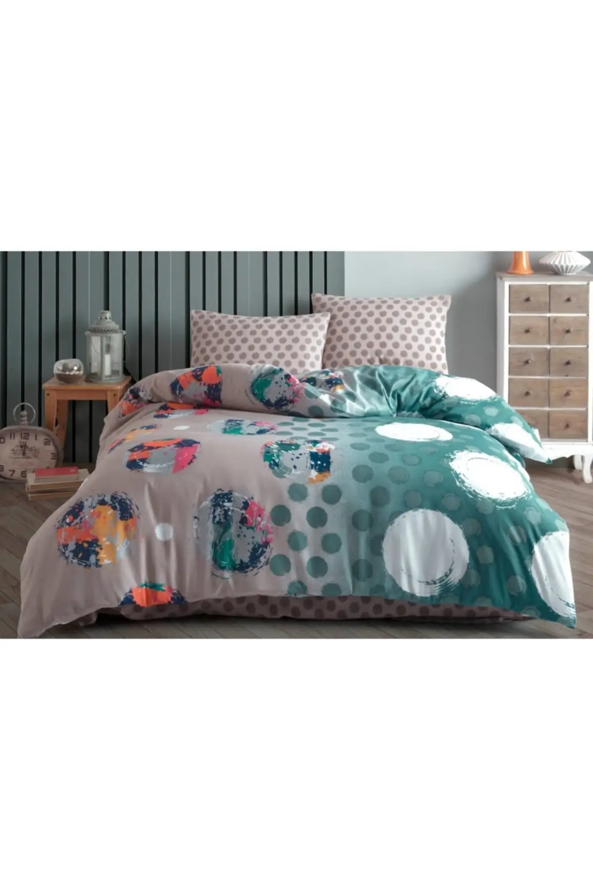 

Natural Healthy Cotton Double Personality Ranforce Duvet Cover Kit Brown 200x220 Cotton Tubeless