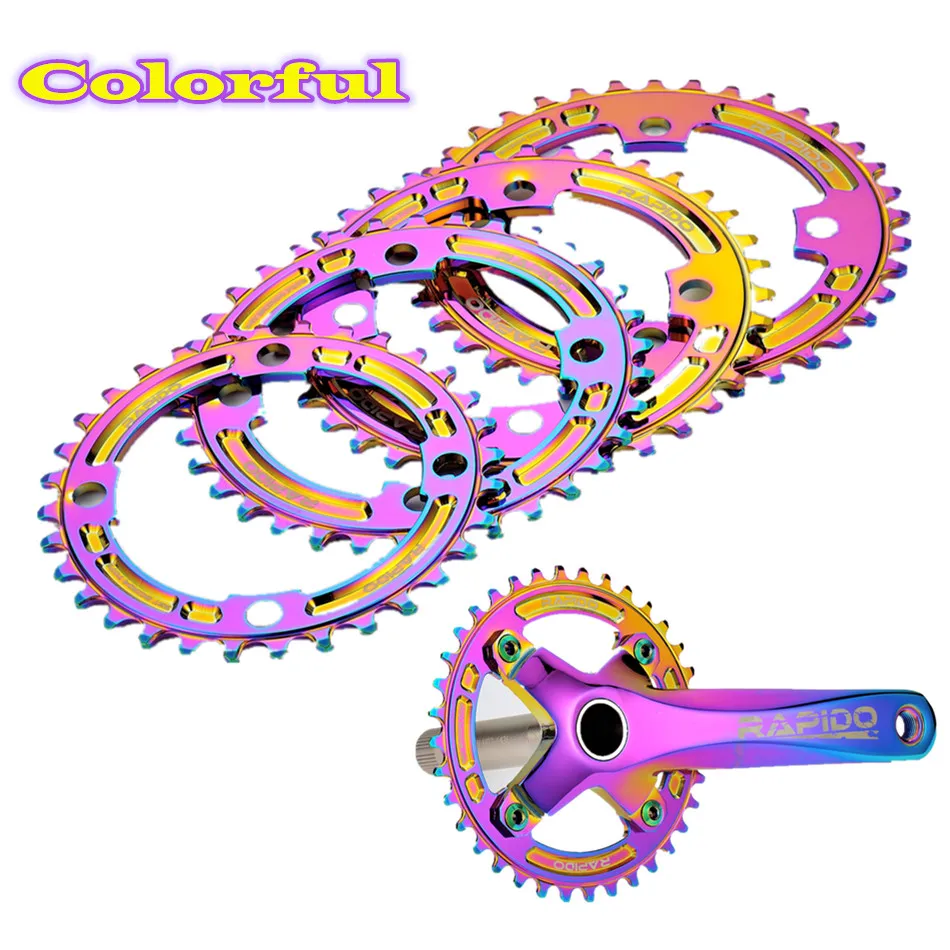 Красочные круглые Узкие Широкие цепи Корона MTB горный велосипед 104BCD 32T 34T 36T 38T