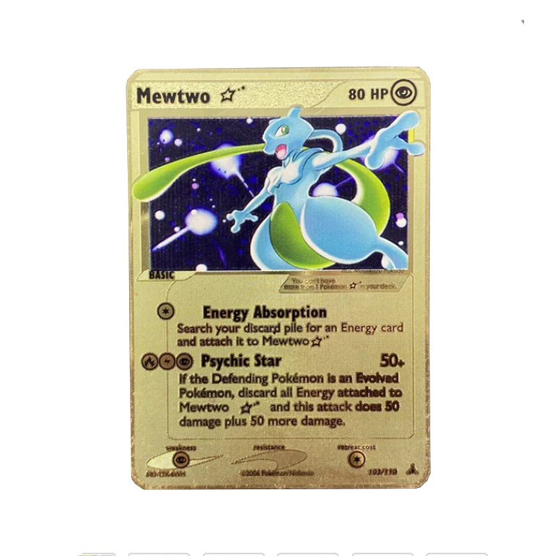Pokemon Flash карты золотистого цвета Charizard GX VMAX V EX металлическая карта Eevee Mewtwo Pikachu Game