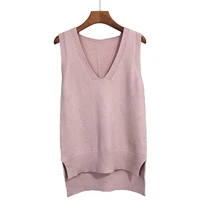 2021 autumn winter knitted sweater vest women pullover pink casual v neck sleeveless knit pull femme woman sweaters jersey mujer