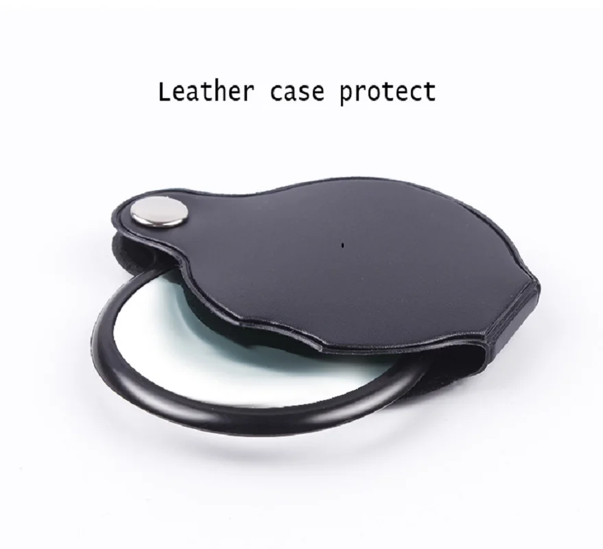 Портативное складное увеличительное стекло с кожаным чехлом 5X для чтения