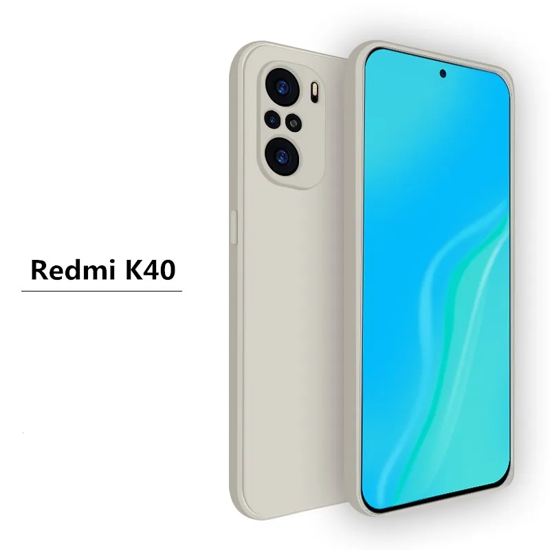Чехол для Redmi K40 Pro тонкий квадратный жидкий силиконовый чехол Xiaomi Mi 11 10T 10 Lite Note 9 9S